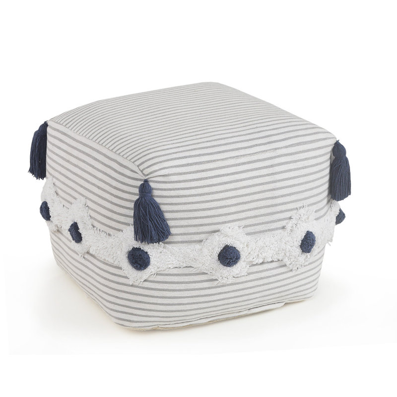 18" Gray 100% Cotton Ottoman