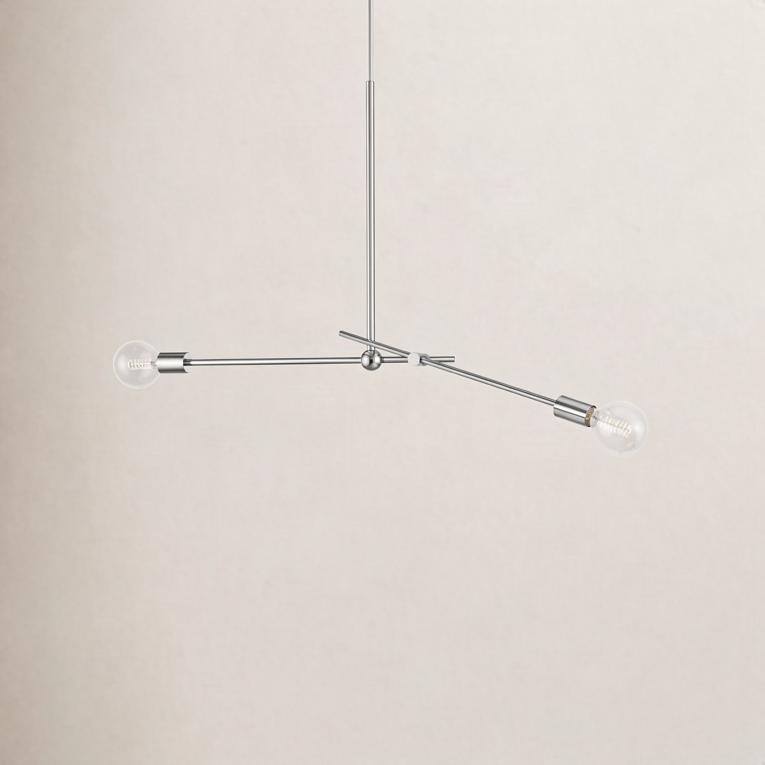 Crowmere 2 Light Steel Dimmable Pendant, Polished Nickel