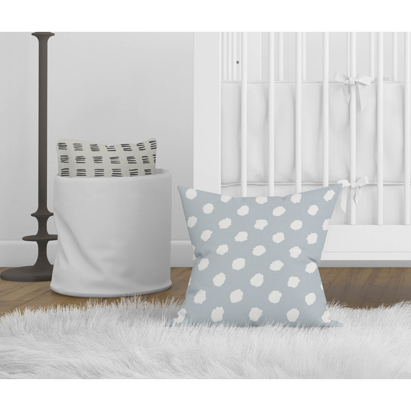 Coussin décoratif à pois grunge, H 16 po x l 16 po, Bleu ardoise / pois bleus