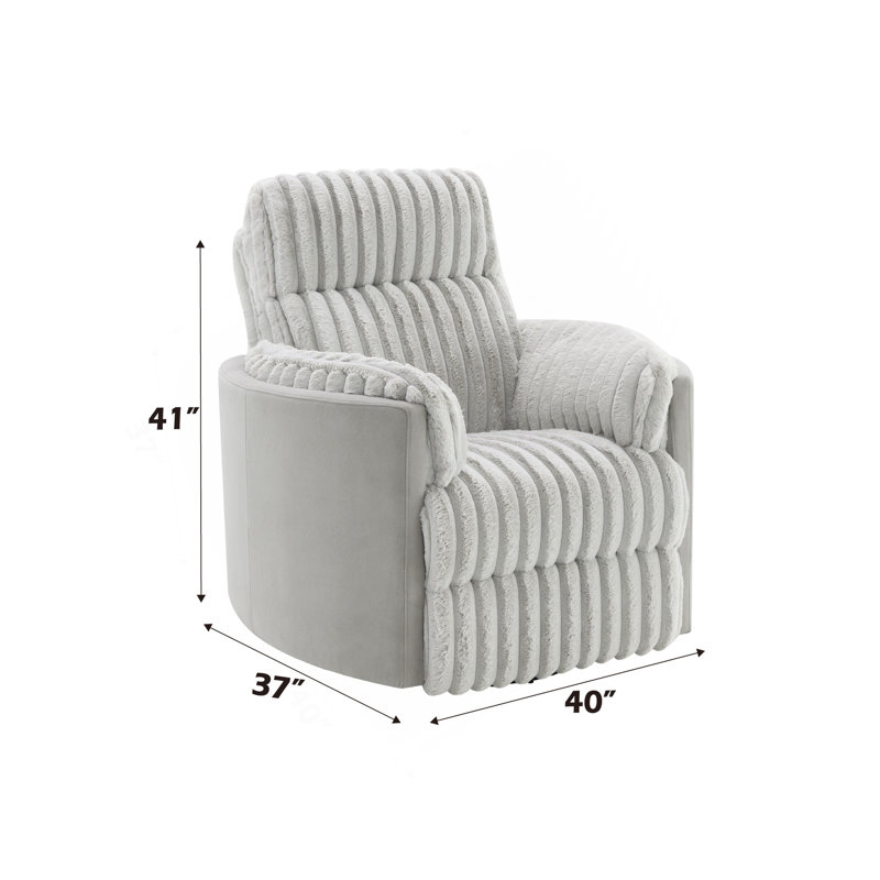 Fauteuil inclinable et oscillant en velours côtelé gris Emee