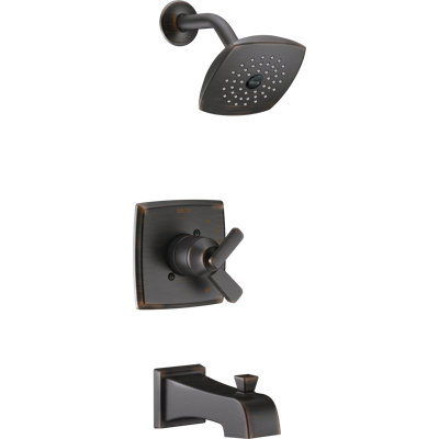 Ensemble de garniture de baignoire et de douche à poignée simple Ashlyn 17 Series, robinet de douche avec pomme de douche Touch-Clean à jet simple, bronze vénitien (valve non incluse)
