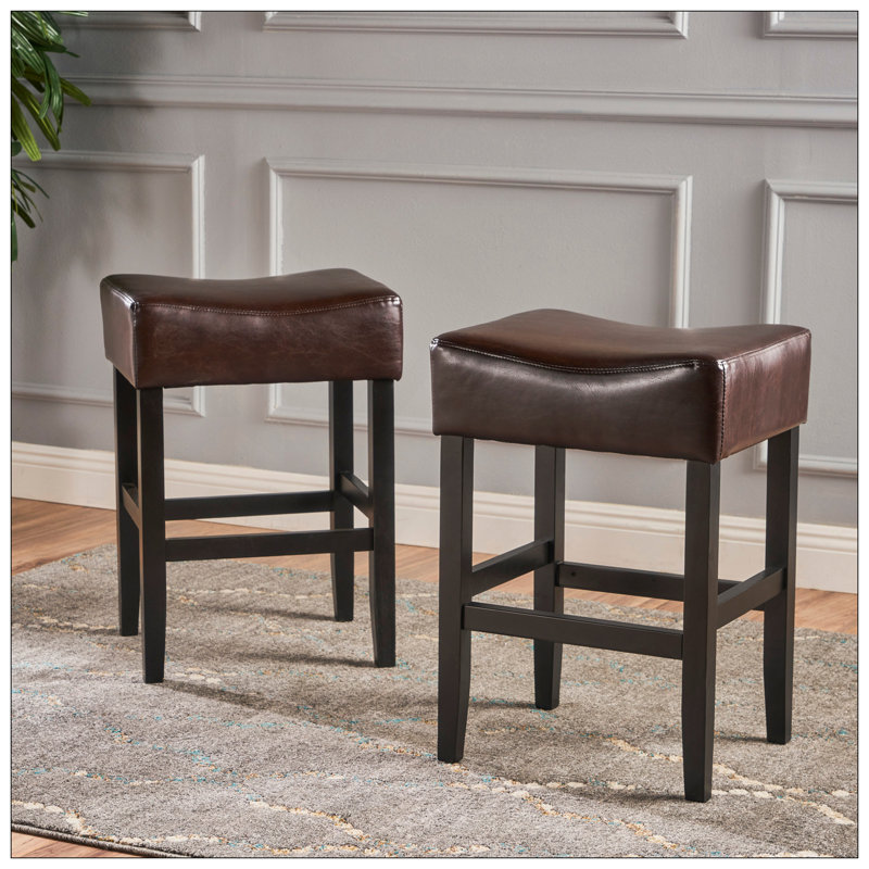 26" Backless Counter Stools, 2-Pcs Set, Brown
