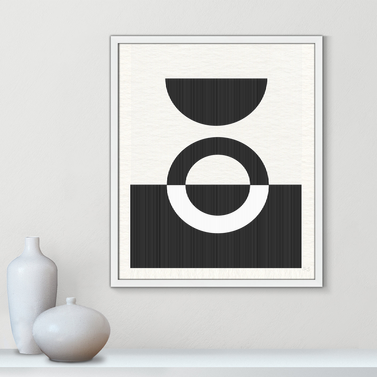 Eclipse III, 25.5" H x 21.5" W x 0.75" D, Satin White Framed