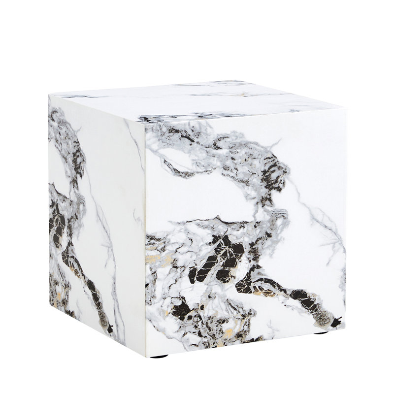Plerre Modern End Table & Coffee Table, White, 15.75" H x 15.75" W x 15.75" D