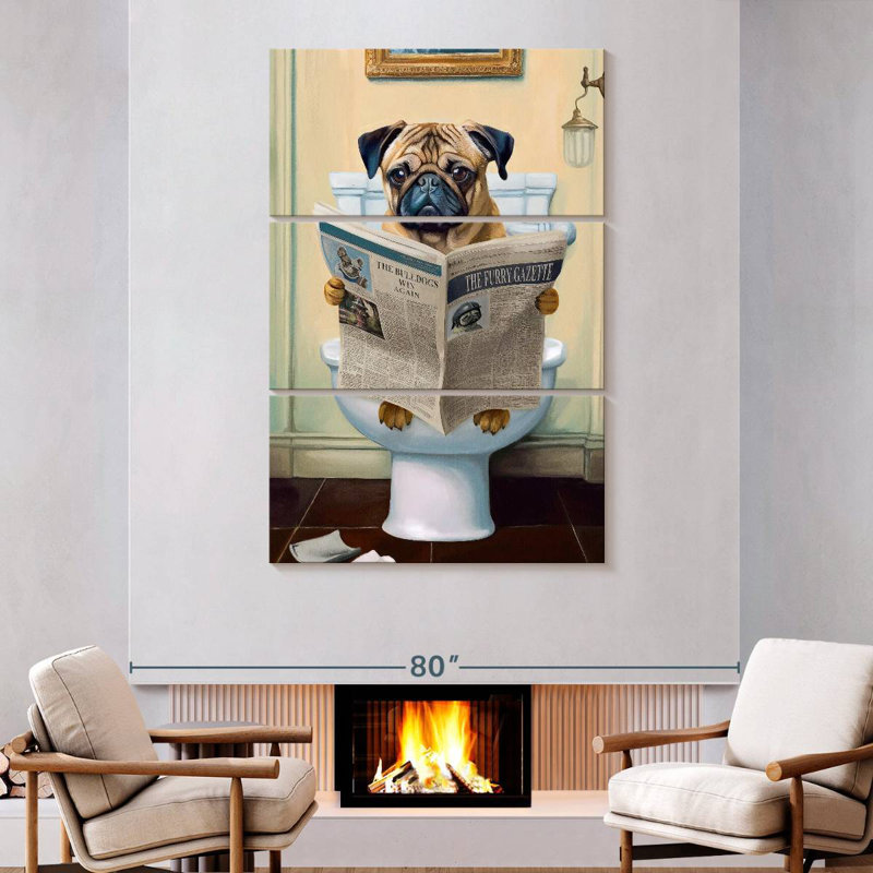 Ketti Pug On A Toilet, 74" H x 48" W