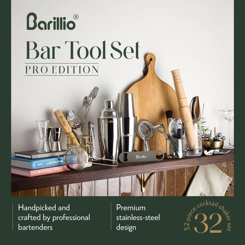 Ensemble d'outils de bar Pro Edition - Ensemble de shaker à cocktail en acier inoxydable