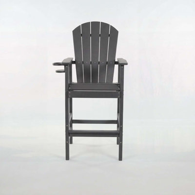 Chaise Adirondack en PEHD à hauteur de bar avec porte-gobelet, mobilier d'extérieur toutes saisons, sièges confortables et durables