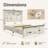  Farmhouse Queen Size Wood Platform Bed, Storage Headboard and Footboard Bed with Roman Column Accents-1764923314-1764923316