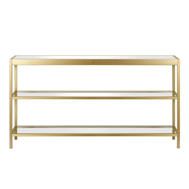Alexis 55" Wide Rectangular Console Table in Brass, Brass, 29" H x 55" W x 10" D