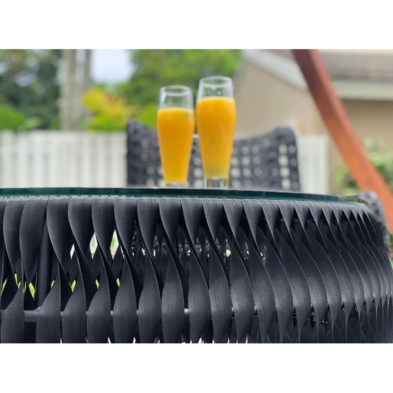 Verona Outdoor Round Coffee Table, Black