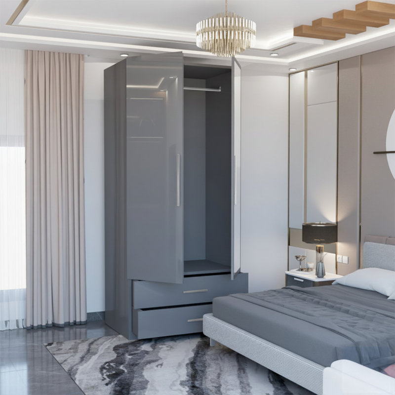 Manufactured Wood Wardrobe, Grey