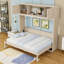 Lit escamotable double en bois avec armoires et lattes