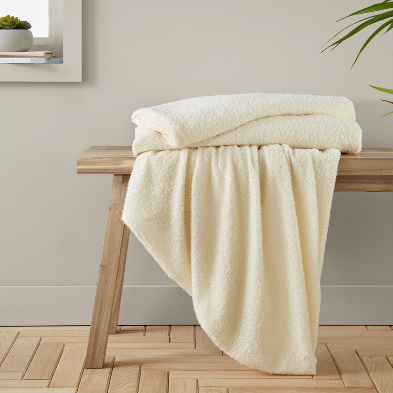 Soft Boucle Warm Blanket Throw, Cream