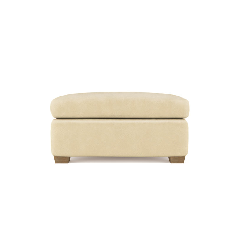 Rivington Ottoman, Plush Velvet Blue Print, Weathered