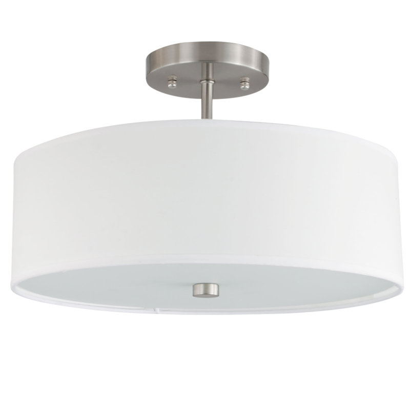 Plafonnier semi-encastré à abat-jour cylindrique 13,75 po Shriner, Blanc
