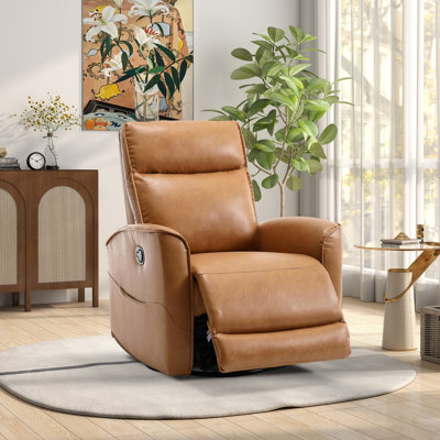Fauteuil inclinable et pivotant manuel moderne en cuir végétalien souple de 30,7 po de largeur