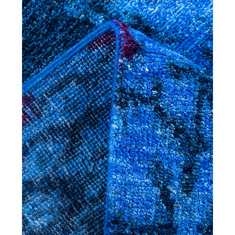 Overdyed Hand-Knotted Wool Modern-Contemporary Blue Runner 2' 7" x 8' 6"