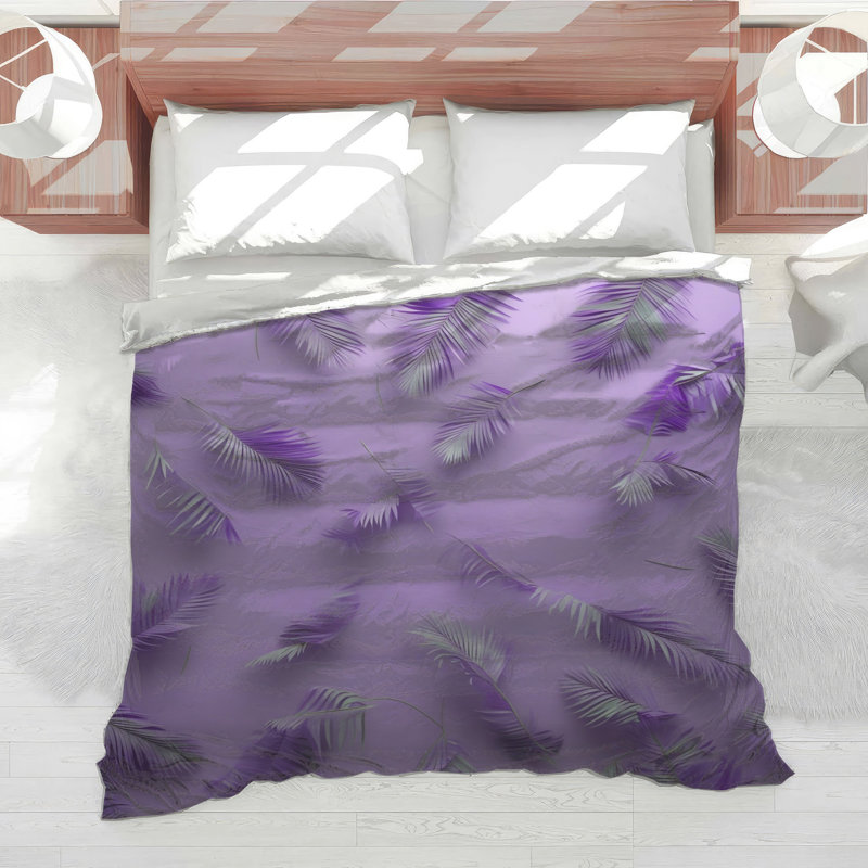 Purple Palm Leaves Comforter, Queen