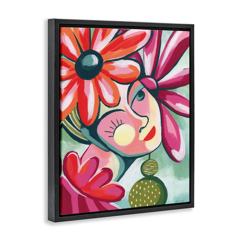 Cadre flottant rétro avec joli portrait, design par Yvette St. Amant, Cadre flottant noir de jais, H 21 po x l 17 po