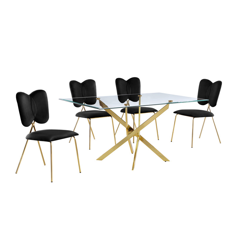 Arieyana 4 - Person Trestle Dining Set, Black