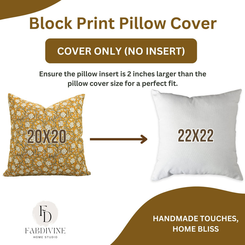 Linen Lumbar Pillow Cover, 14" H x 14" W, Yellow/Green/Beige Floral 2