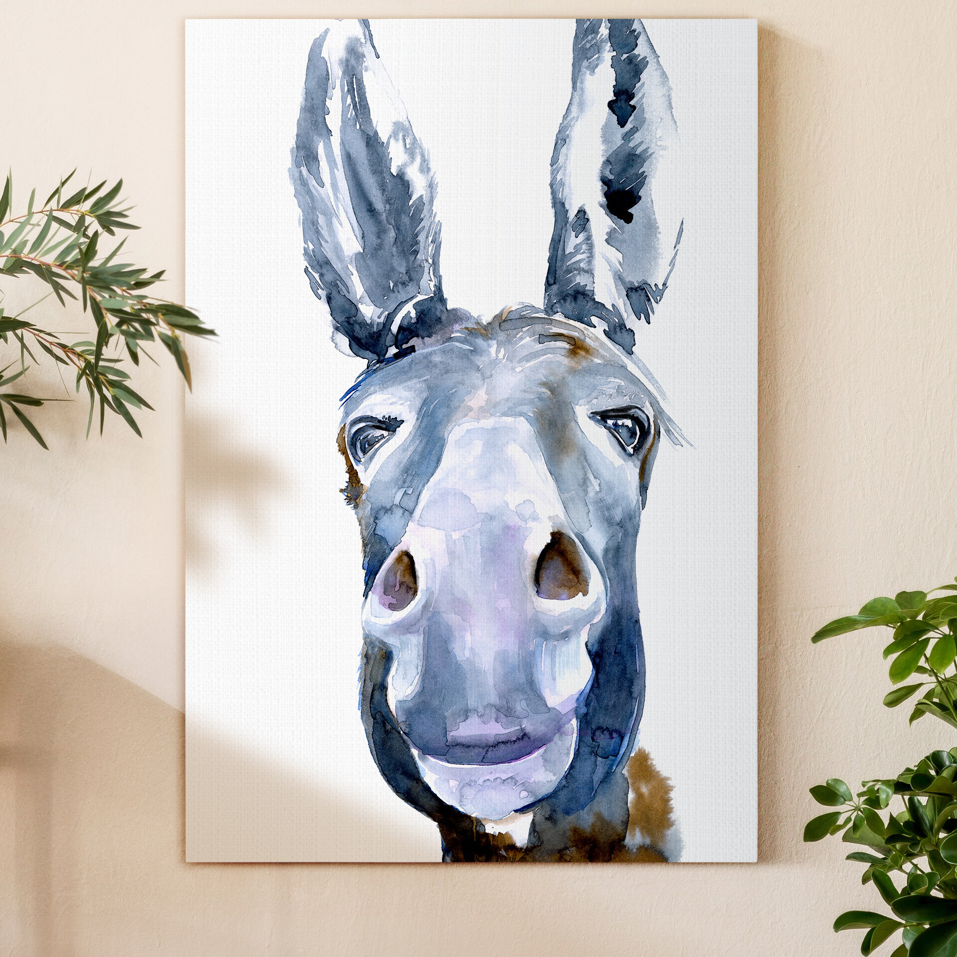 Sweet Donkey I Wrapped Canvas Painting Print