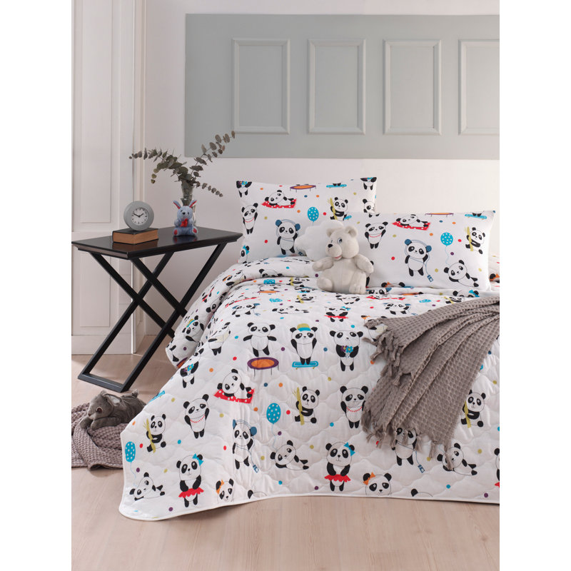 Couvre-lit 100% coton Acaia noir / bleu sarcelle / rouge, Couvre-lit 79 po x 98 po