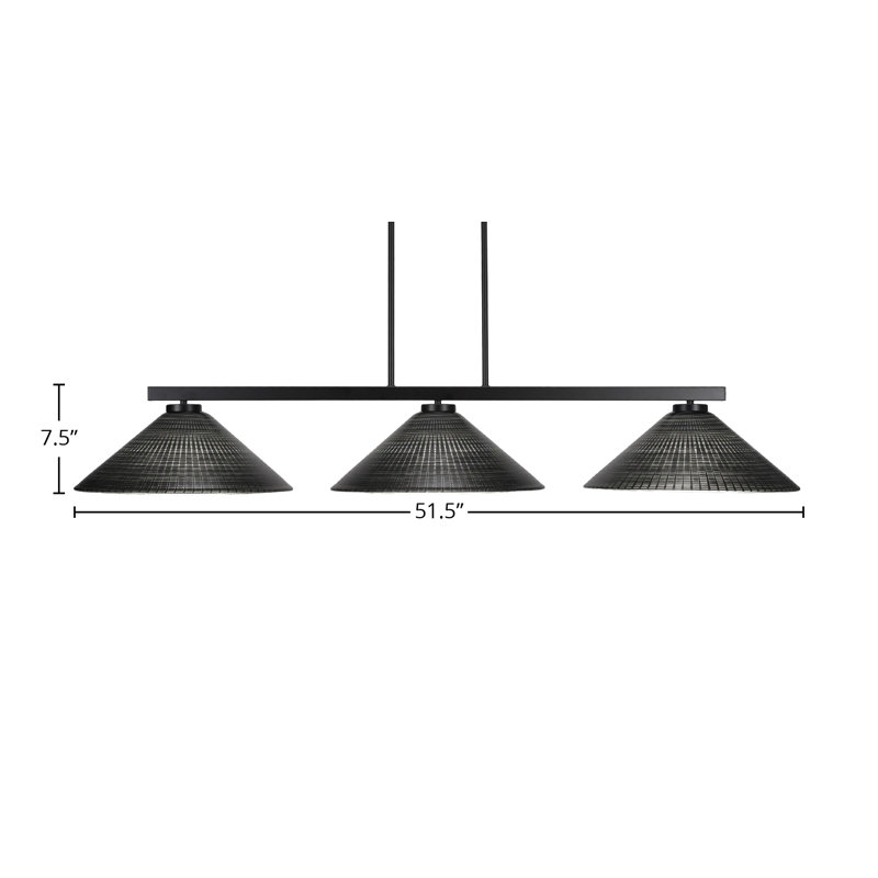 Krushap 3 Light Bar Shown With 16" Matrix Glass, Matte Black, Black