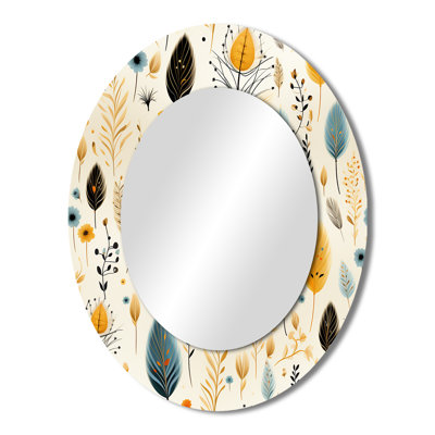 Earthy Elegance Boho Pattern - Traditional Oval Wall Mirror