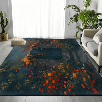 Tapis à motif floral artistique, imprimé de fleurs et de feuilles, tapis de protection antidérapant, décoration intérieure pour salon, chambre à coucher, bureau, couloir, appartement