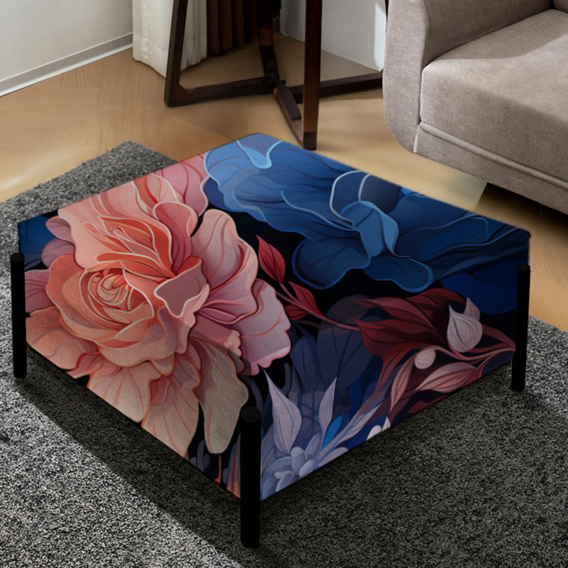 Bleu azur et crépuscule rose motif tropical tropical - grand repose-pieds carré tropical