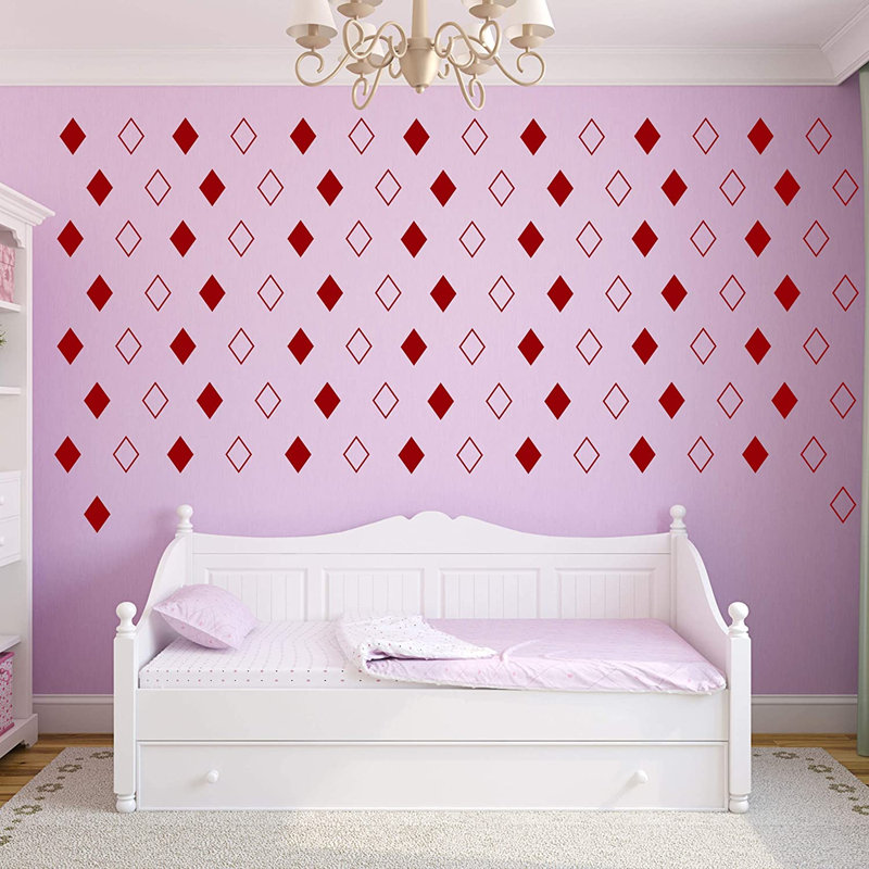 Abstract Non-Wall Damaging Wall Decal, 4" H x 2.5" W x 0.6" D, Burgundy