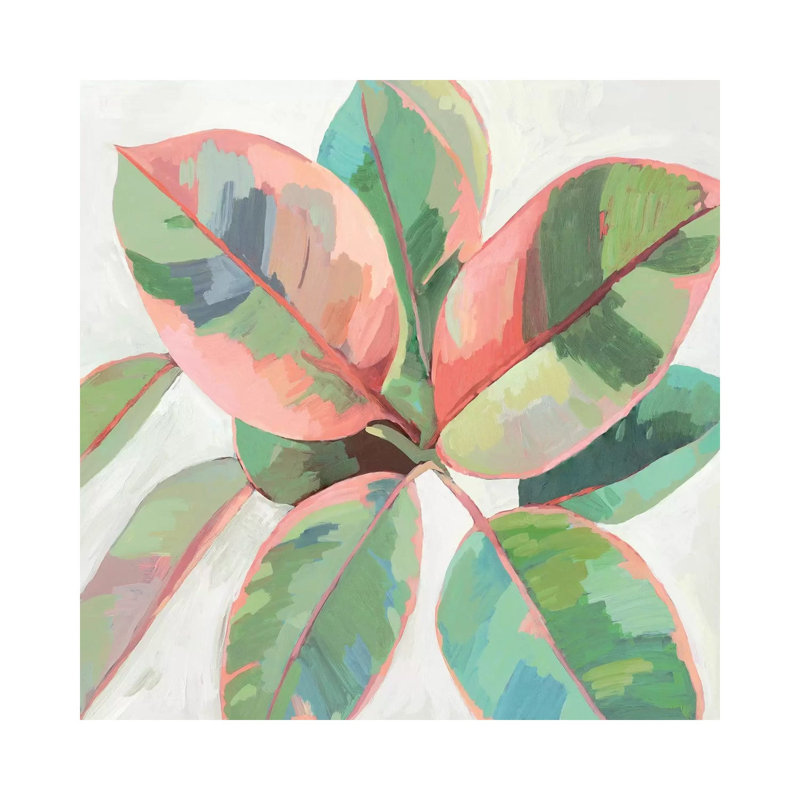 Pink Ficus II by Asia Jensen - Painting on Canvas, Wrapped Canvas, 45.72cm H x 45.72cm W x 3.81cm D