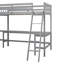 Lit mezzanine simple en L avec 2 bureaux encastrés en bois gris - Élégant et spacieux