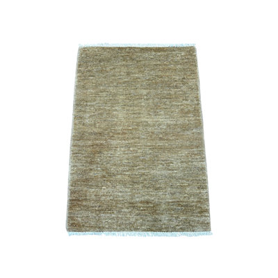 Tapis brun uni amande 2 pi 1 po x 3 pi, motif uni uni, laine Ghazni filée à la main, luxuriante et moelleuse, tapis, échantillon