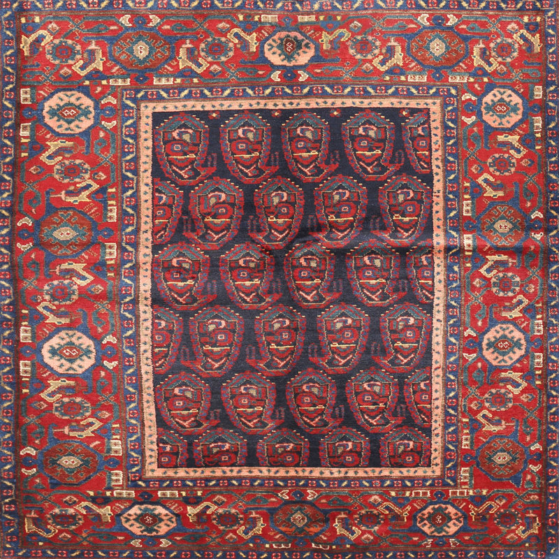 Tapis à motif oriental rouge / brun, Carré 6 pi