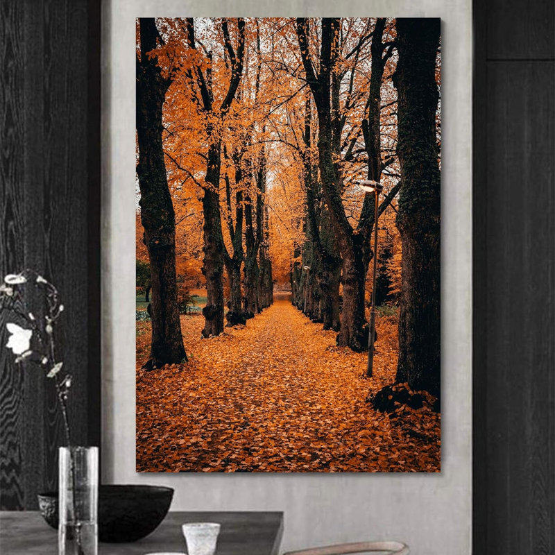 Automne automne «Orange Autumn Garden Path Nature Forest Trees» sur, H 24 po x l 16 po, Toile tendue