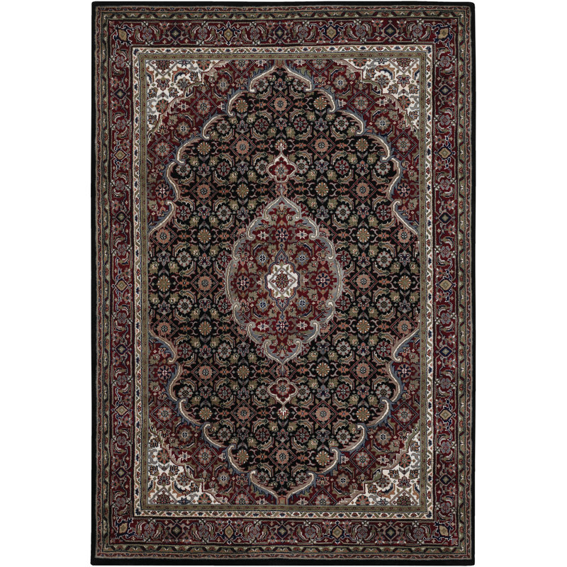 Arumai Wool Area Rug, Rectangle 2' x 3', Black/Charcoal