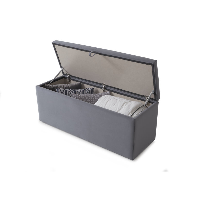 120cm Wide Rectangle Ottoman with Storage, Grey