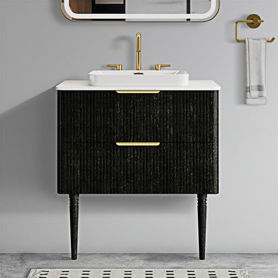 Meuble-lavabo autoportant avec lavabo en céramique