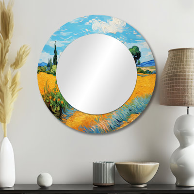 Vangogh la maison jaune à Arles II - miroir Vangogh, miroir mural décoratif rond traditionnel, impression d'art en métal