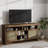 58" Boho TV Stand with Rattan Doors - Modern Media Console with Adjustable Shelves for Living Room