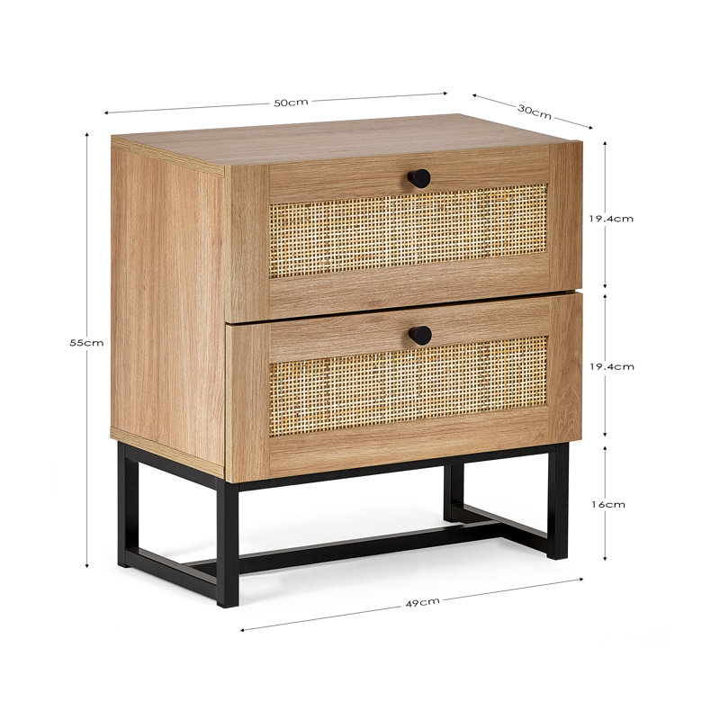Bourges 50cm W Bedside Table, Oak