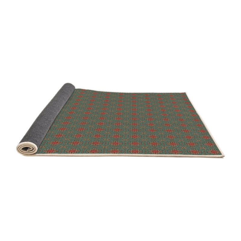 Tapis vert/orange à motifs Nergizli, Rond 5 pi