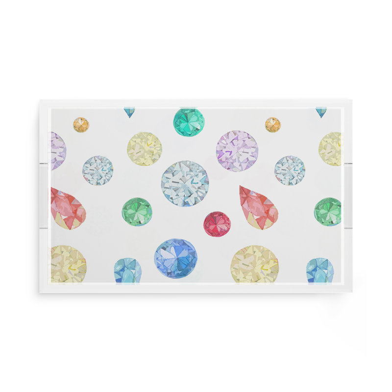Jewel Acrylic Rectangle Decorative Tray, 2" H x 17" W x 10.5" D