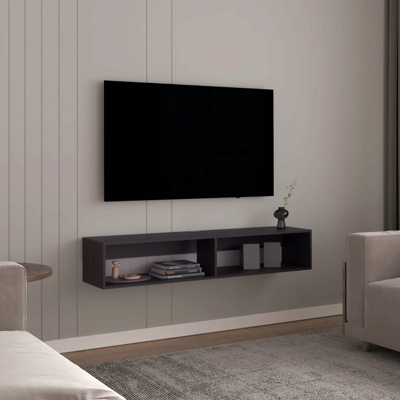 Meuble télé avec 2 tablettes, Noir