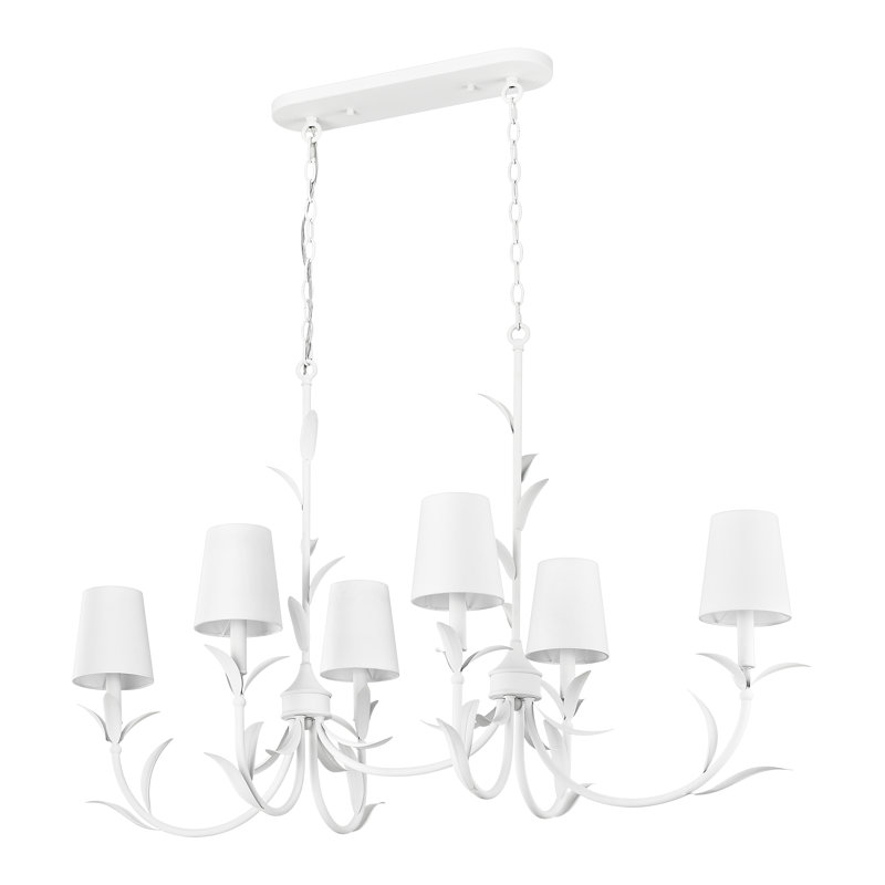 Lustre linéaire blanc texturé 6 lumières Aslin, Blanc texturé