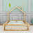 Wood Full Platform Bed With Safety Guardrails, House-Shaped Design-1732817267