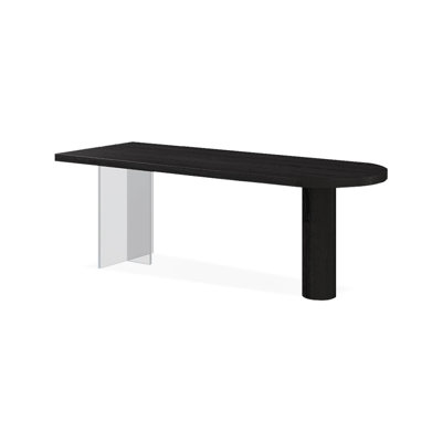 Bureau en bois massif noir demi-cercle + acrylique