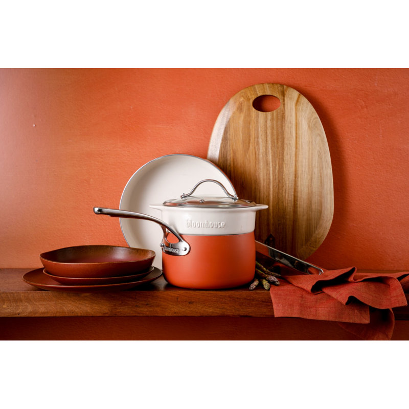 4 - Piece Non-Stick Aluminum Cookware Set, Terracota Orange